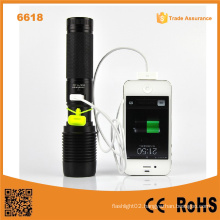 6618 High Power Xml T6 USB LED Flashlight Power Bank